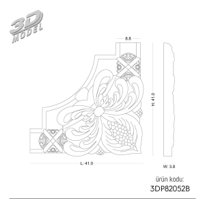 Pattern Frame Corner 3DP82052B