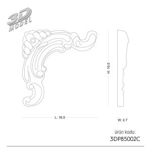 Desenli Çıta Köşe 3DP85002C