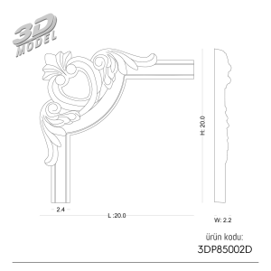 Desenli Çıta Köşe 3DP85002D