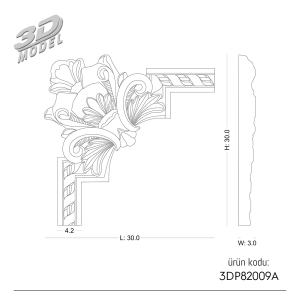 Desenli Çıta Köşe 3DP82009A