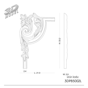 Desenli Çıta Köşe 3DP85002L
