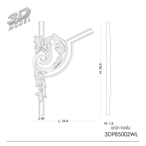 Desenli Çıta Köşe 3DP85002WL