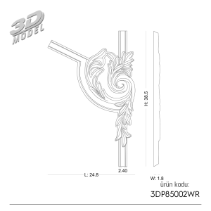 Desenli Çıta Köşe 3DP85002WR