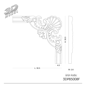 Desenli Çıta Köşe 3DP85008F