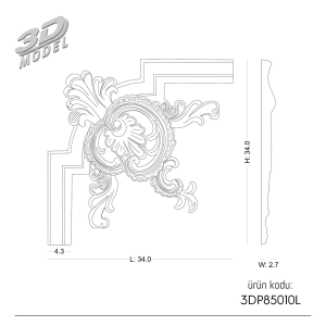 Desenli Çıta Köşe 3DP85010L