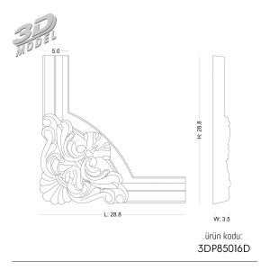 Desenli Çıta Köşe 3DP85016D
