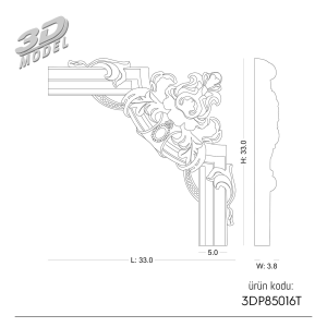 Desenli Çıta Köşe 3DP85016T
