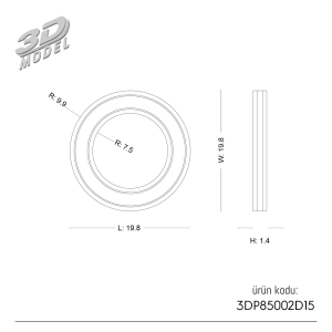Düz Çıta Köşesi 3DP85002D15