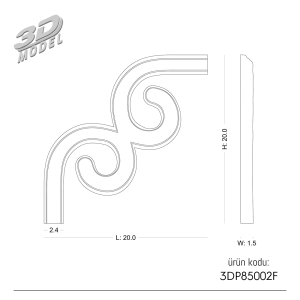 Düz Çıta Köşesi 3DP85002F