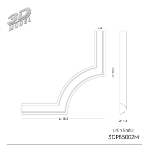Düz Çıta Köşesi 3DP85002M