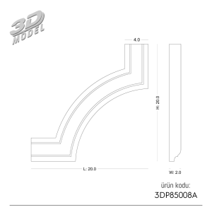 Düz Çıta Köşesi 3DP85008A