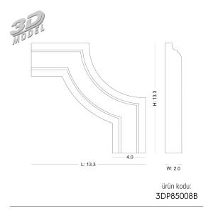 Düz Çıta Köşesi 3DP85008B