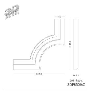 Düz Çıta Köşesi 3DP85016C