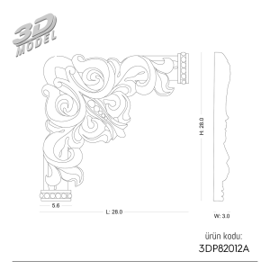 Desenli Çıta Köşe 3DP82012A