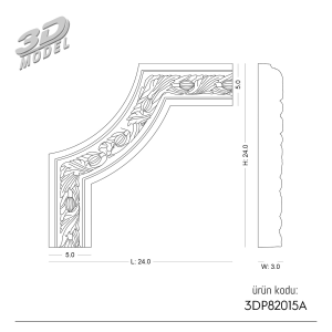 Desenli Çıta Köşe 3DP82015A