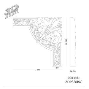 Desenli Çıta Köşe 3DP82015C