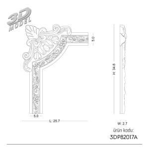Desenli Çıta Köşe 3DP82017A